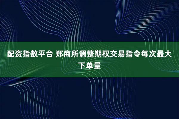 配资指数平台 郑商所调整期权交易指令每次最大下单量