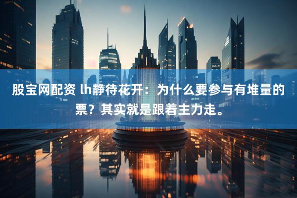股宝网配资 lh静待花开：为什么要参与有堆量的票？其实就是跟着主力走。