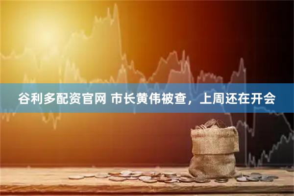 谷利多配资官网 市长黄伟被查，上周还在开会