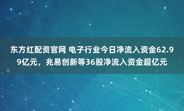 东方红配资官网 电子行业今日净流入资金62.99亿元，兆易创新等36股净流入资金超亿元